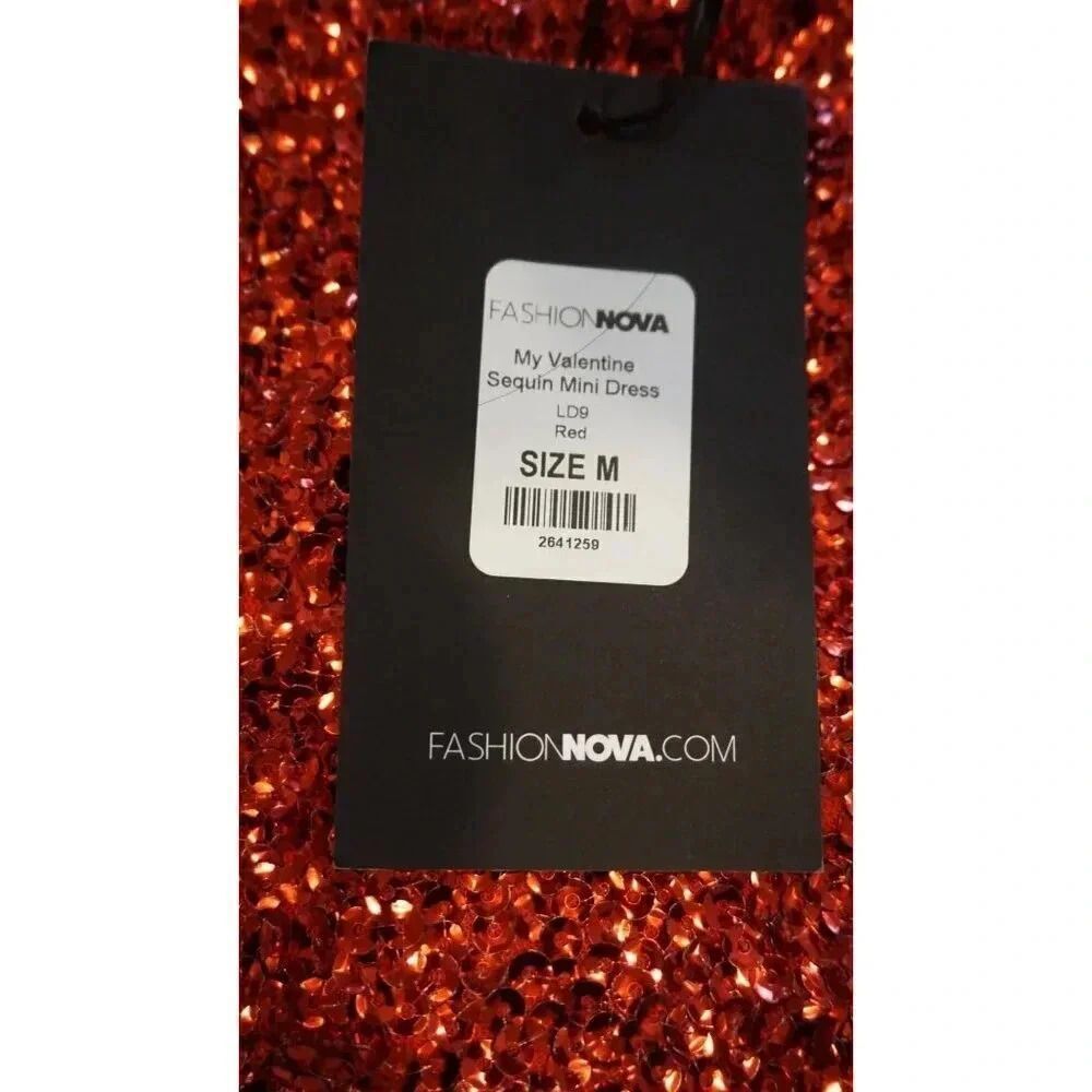NWT Fashion Nova RED "My Valentine" Christmas/ NYE/ Holiday Sequin Mini Dress, S - Picture 10 of 12